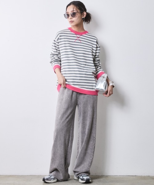 CHIC STYLE（シックスタイル）の「綿100％ボーダーニットプルオーバー＜大きいサイズ有＞シックスタイル（ニット/セーター・レディース・ブラック系/グレー系・M/L/LL/3L/4L/5L）」の3枚目の写真