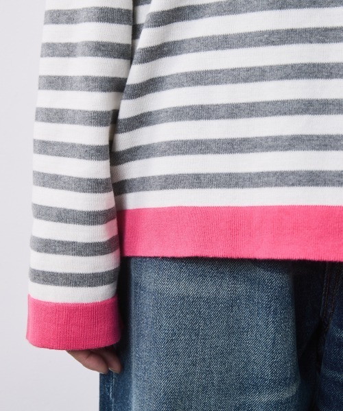 CHIC STYLE（シックスタイル）の「綿100％ボーダーニットプルオーバー＜大きいサイズ有＞シックスタイル（ニット/セーター・レディース・ブラック系/グレー系・M/L/LL/3L/4L/5L）」の11枚目の写真