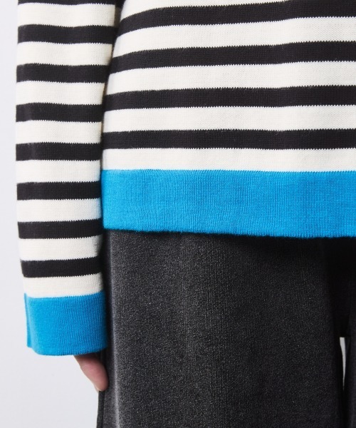 CHIC STYLE（シックスタイル）の「綿100％ボーダーニットプルオーバー＜大きいサイズ有＞シックスタイル（ニット/セーター・レディース・ブラック系/グレー系・M/L/LL/3L/4L/5L）」の14枚目の写真