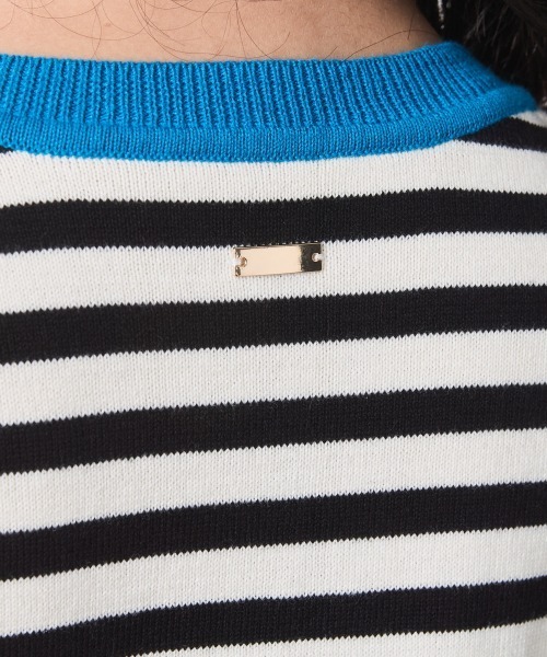 CHIC STYLE（シックスタイル）の「綿100％ボーダーニットプルオーバー＜大きいサイズ有＞シックスタイル（ニット/セーター・レディース・ブラック系/グレー系・M/L/LL/3L/4L/5L）」の15枚目の写真