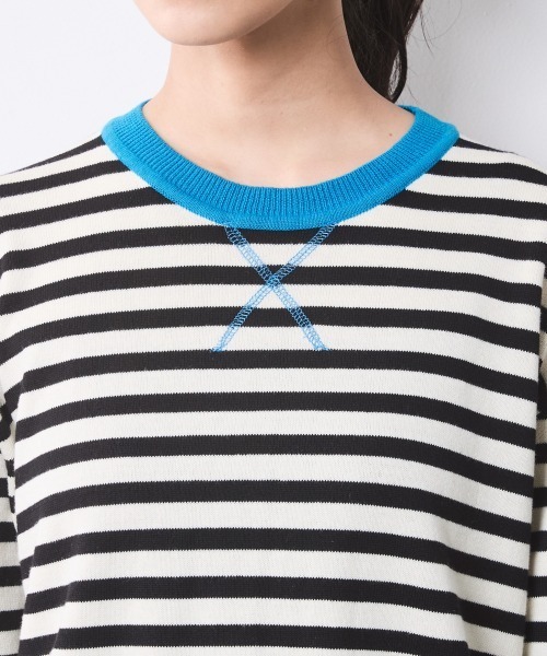 CHIC STYLE（シックスタイル）の「綿100％ボーダーニットプルオーバー＜大きいサイズ有＞シックスタイル（ニット/セーター・レディース・ブラック系/グレー系・M/L/LL/3L/4L/5L）」の16枚目の写真