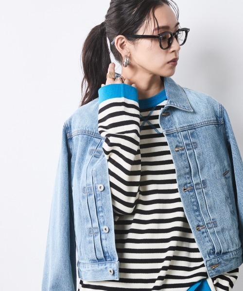 CHIC STYLE（シックスタイル）の「綿100％ボーダーニットプルオーバー＜大きいサイズ有＞シックスタイル（ニット/セーター・レディース・ブラック系/グレー系・M/L/LL/3L/4L/5L）」の21枚目の写真