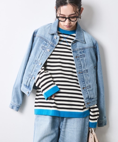 CHIC STYLE（シックスタイル）の「綿100％ボーダーニットプルオーバー＜大きいサイズ有＞シックスタイル（ニット/セーター・レディース・ブラック系/グレー系・M/L/LL/3L/4L/5L）」の19枚目の写真