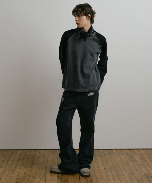 DUSTYWHITE（ダスティーホワイト）の「BLACK DESTROYED BOOTCUT DENIM PANTS（デニムパンツ・メンズ・その他・SMALL/MEDIUM/LARGE）」の17枚目の写真