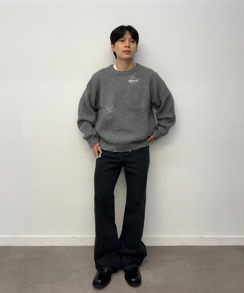 DUSTYWHITE（ダスティーホワイト）の「BLACK DESTROYED BOOTCUT DENIM PANTS（デニムパンツ・メンズ・その他・SMALL/MEDIUM/LARGE）」の3枚目の写真