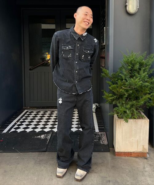 DUSTYWHITE（ダスティーホワイト）の「BLACK DESTROYED BOOTCUT DENIM PANTS（デニムパンツ・メンズ・その他・SMALL/MEDIUM/LARGE）」の4枚目の写真