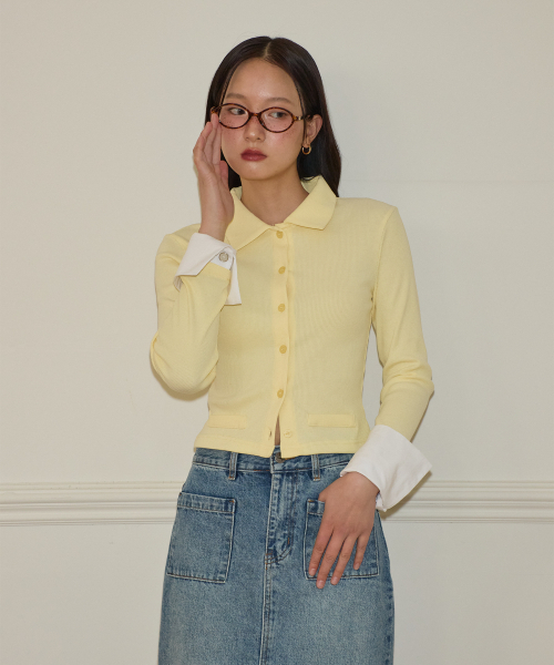 SALON DE YOHN(サロンドヨーン)の「Cuffs Collar Cardigan_ Lemon(カーディガン/ボレロ・レディース・その他・MEDIUM/SMALL)」の3枚目の写真