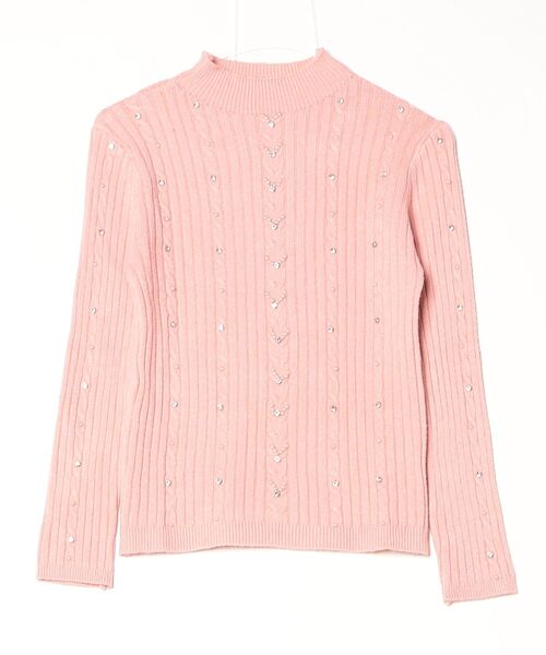 FREE STYLISTS(フリー スタイリスト)の「パールモチーフ ビジュー ハイネック ニットトップス(ニット/セーター・レディース・ブラック/オフホワイト/モカ/ピンク・FREE)」の4枚目の写真