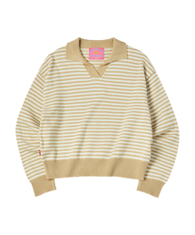 W STRIPE COLLAR KNIT [YELLOW]