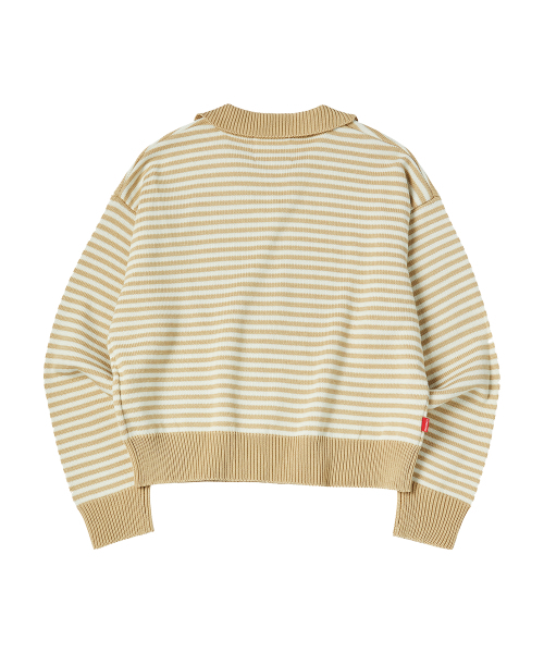 COMONINOZ（コモニノズ）の「W STRIPE COLLAR KNIT [YELLOW]（ニット/セーター・レディース・イエロー・FREE）」の2枚目の写真