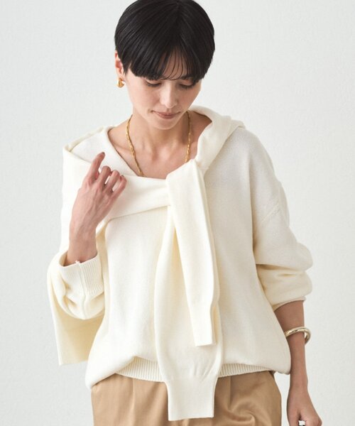 LOUNGEDRESS(ラウンジドレス)の「コットンVニット(ニット/セーター・レディース・ベージュ/ピンク/オフホワイト・FREE)」の10枚目の写真