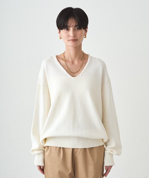 LOUNGEDRESS(ラウンジドレス)の「コットンVニット(ニット/セーター・レディース・ベージュ/ピンク/オフホワイト・FREE)」の14枚目の写真