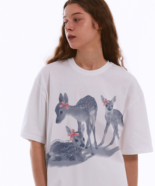 MATCHGLOBE(マッチグローブ)の「リボンシカオーバーサイズTシャツ(ホワイト)(Tシャツ/カットソー・レディース・その他・FREE)」の3枚目の写真
