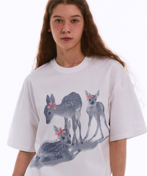 MATCHGLOBE(マッチグローブ)の「リボンシカオーバーサイズTシャツ(ホワイト)(Tシャツ/カットソー・レディース・その他・FREE)」の4枚目の写真