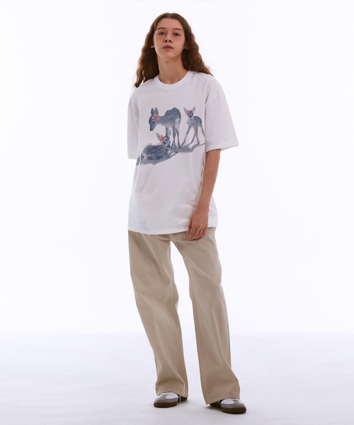 MATCHGLOBE(マッチグローブ)の「リボンシカオーバーサイズTシャツ(ホワイト)(Tシャツ/カットソー・レディース・その他・FREE)」の5枚目の写真