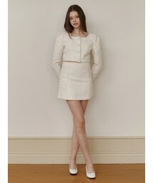 ivory pearl tweed mini skirt