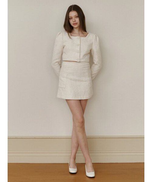 KINDABABY(カインダベイビー)の「ivory pearl tweed mini skirt(スカート・レディース・その他・SMALL/MEDIUM)」の1枚目の写真