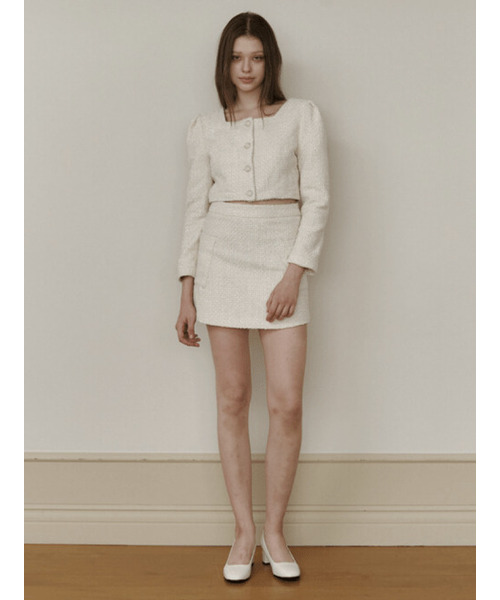 KINDABABY(カインダベイビー)の「ivory pearl tweed mini skirt(スカート・レディース・その他・SMALL/MEDIUM)」の2枚目の写真