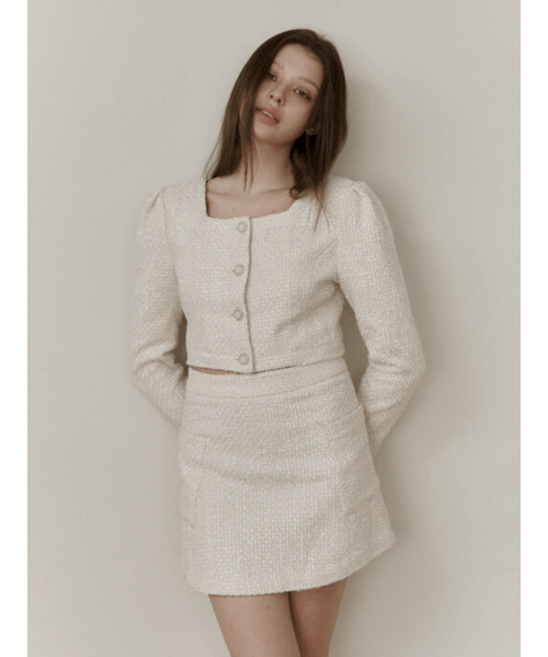 KINDABABY(カインダベイビー)の「ivory pearl tweed mini skirt(スカート・レディース・その他・SMALL/MEDIUM)」の3枚目の写真