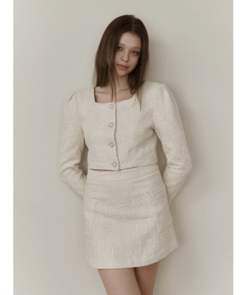 KINDABABY(カインダベイビー)の「ivory pearl tweed mini skirt(スカート・レディース・その他・SMALL/MEDIUM)」の4枚目の写真