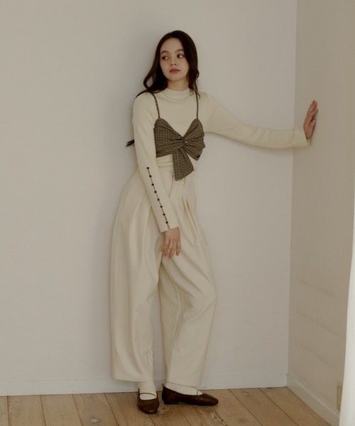 OLUN クロスデザインビスチェ ベージュ cross design bustier/クロスデザインビスチェ（その他トップス