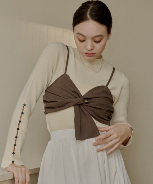 OLUN（オルン）の「cross design bustier/クロスデザインビスチェ（その他トップス・レディース・アイボリー/ブラウン/チェック/ベージュ・FREE）」の13枚目の写真