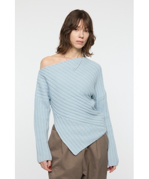 MOUSSY(マウジー)の「ASYMMETRY RIB ニット(ニット/セーター・レディース・ブラック/ライトブルー/ライトイエロー/杢グレー・FREE)」の3枚目の写真