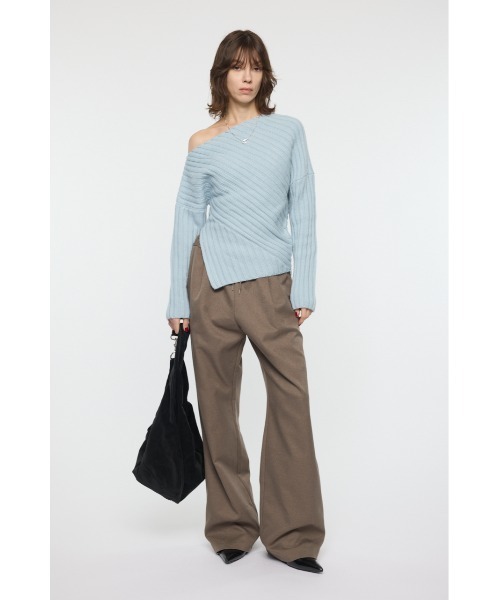 MOUSSY(マウジー)の「ASYMMETRY RIB ニット(ニット/セーター・レディース・ブラック/ライトブルー/ライトイエロー/杢グレー・FREE)」の8枚目の写真