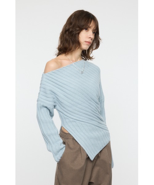 MOUSSY(マウジー)の「ASYMMETRY RIB ニット(ニット/セーター・レディース・ブラック/ライトブルー/ライトイエロー/杢グレー・FREE)」の10枚目の写真