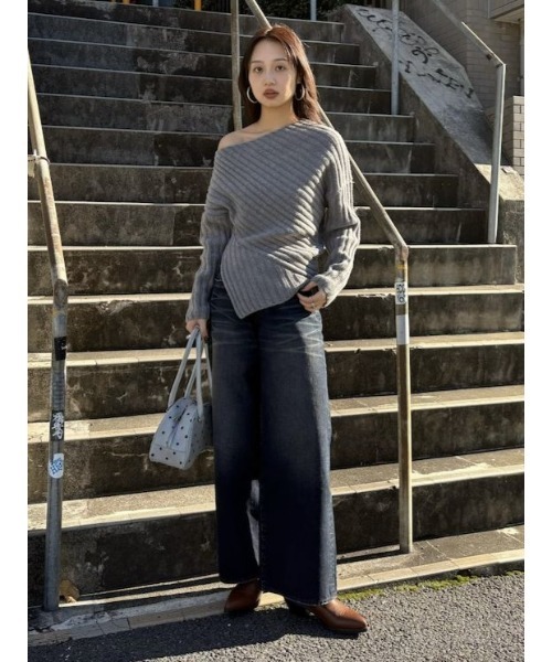 セール】ASYMMETRY RIB ニット（ニット/セーター）｜MOUSSY（マウジー