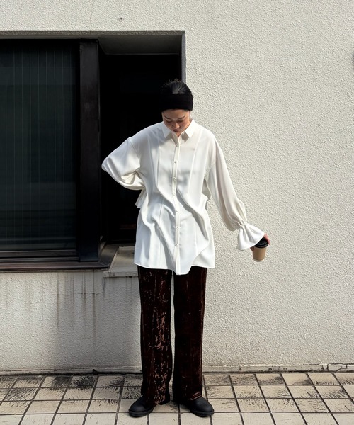 AMERI♡BACK HEARTDESIGNOVER BLOUSE/ブラウン BACK HEART DESIGN OVER