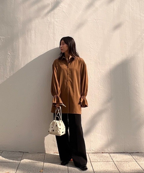 AMERI♡BACK HEARTDESIGNOVER BLOUSE/ブラウン AMERI♡BACK HEARTDESIGNOVER BLOUSE/ブラウン BACK HEART DESIGN OVER