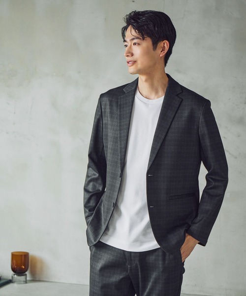 GLOBAL WORK(グローバルワーク)の「スマらくジャケット/601167(テーラードジャケット・メンズ・ライトグレー/ネイビー系9/ネイビー/チャコールグレー・SMALL/X-LARGE/LARGE/MEDIUM)」の4枚目の写真