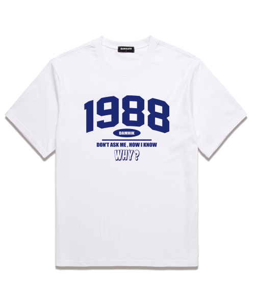 BARIGATE(バリゲート)の「1988 WHY オーバーサイズ 半袖Tシャツ (BS024) ホワイト/ブルー(Tシャツ/カットソー・レディース・その他・SMALL/MEDIUM/LARGE/X-LARGE/XX-LARGE)」の1枚目の写真