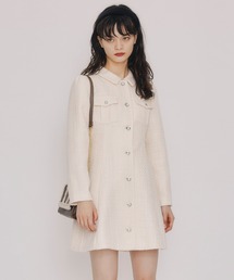 REDYAZEL（レディアゼル）の「ビジューボタンファンシーツイードシャツミニワンピース（ワンピース）」