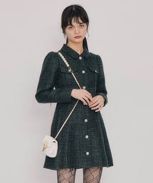 REDYAZEL（レディアゼル）の「ビジューボタンファンシーツイードシャツミニワンピース（ワンピース）」