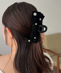 GOLDY | 〈GOLDY/ゴールディ〉ベロアリボンビジューバンス(バレッタ/ヘアクリップ)