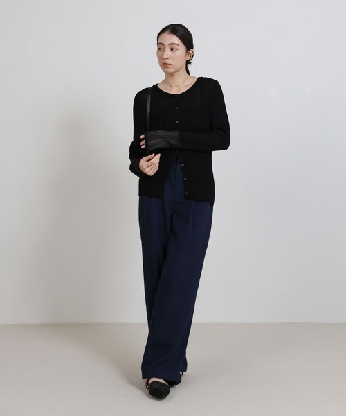 select MOCA(セレクトモカ)の「カフスシアークルーネックリブニットカーディガン(カーディガン/ボレロ・レディース・ブラック/オフホワイト・FREE)」の21枚目の写真
