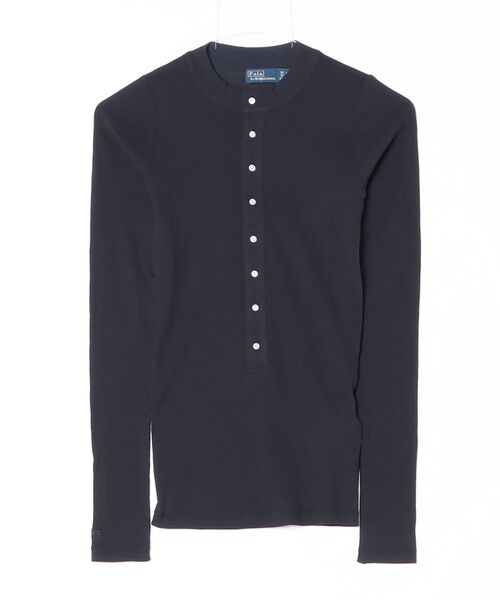 トップス POLO RALPH LAUREN Henry neck border LL リブ コットン ヘンリーネック シャツ（Tシャツ/カットソー）｜POLO