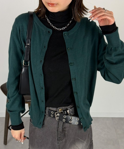 mellomela.(メロメラ)の「コットンクルーネックカーディガン(カーディガン/ボレロ・レディース・ダークグリーン/ネイビー/ブラック/オフホワイト・M-L)」の16枚目の写真