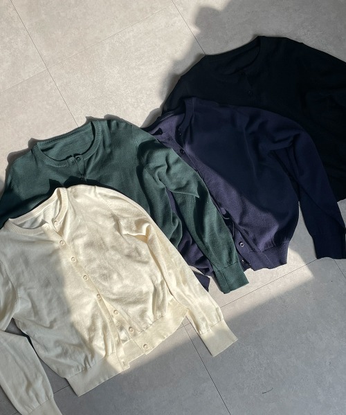 mellomela.(メロメラ)の「コットンクルーネックカーディガン(カーディガン/ボレロ・レディース・ダークグリーン/ネイビー/ブラック/オフホワイト・M-L)」の21枚目の写真