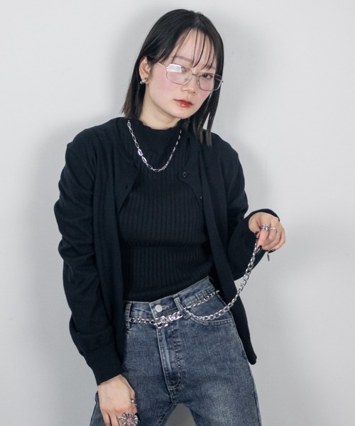 mellomela.(メロメラ)の「コットンクルーネックカーディガン(カーディガン/ボレロ・レディース・ダークグリーン/ネイビー/ブラック/オフホワイト・M-L)」の13枚目の写真