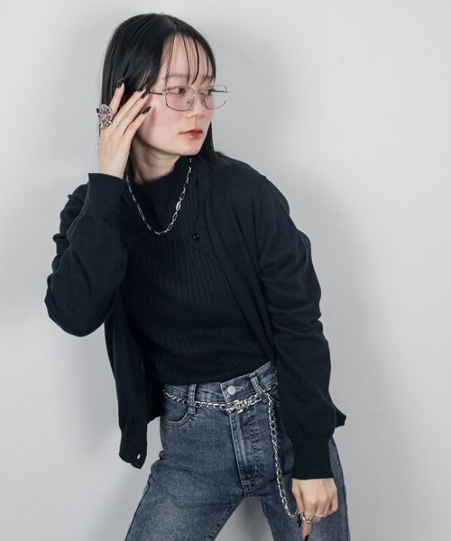 mellomela.(メロメラ)の「コットンクルーネックカーディガン(カーディガン/ボレロ・レディース・ダークグリーン/ネイビー/ブラック/オフホワイト・M-L)」の14枚目の写真
