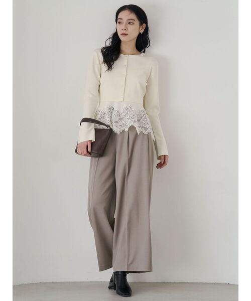 LAGUNAMOON（ラグナムーン）の「レースペプラムニットアンサンブル（ニット/セーター・レディース・ライトブルー/ブラック/アイボリー・FREE）」の6枚目の写真