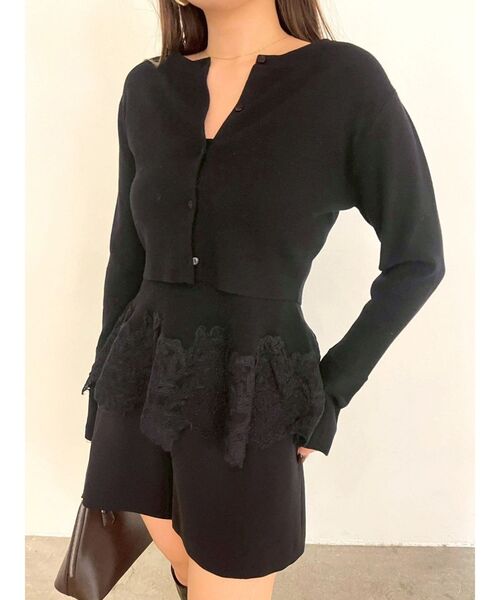 LAGUNAMOON（ラグナムーン）の「レースペプラムニットアンサンブル（ニット/セーター・レディース・ライトブルー/ブラック/アイボリー・FREE）」の7枚目の写真