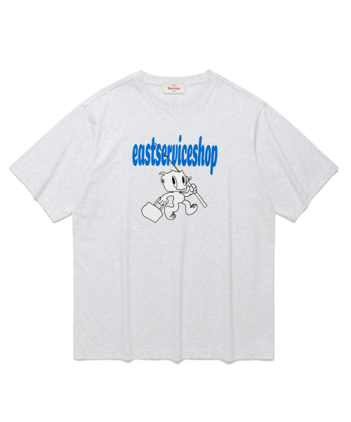 eastserviceshop(イーストサービスショップ)の「Fishing Robo Half T - Melange White(Tシャツ/カットソー・レディース・グレー・SMALL/MEDIUM)」の1枚目の写真