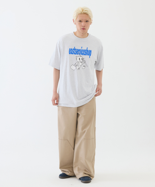 eastserviceshop(イーストサービスショップ)の「Fishing Robo Half T - Melange White(Tシャツ/カットソー・レディース・グレー・SMALL/MEDIUM)」の3枚目の写真