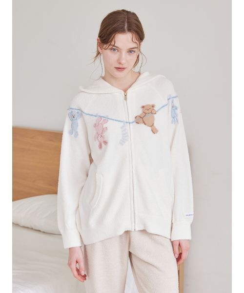 エアリーモコウォッシングアニマルジャガードパーカ（ルームウェア