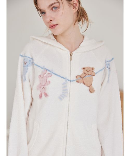 エアリーモコウォッシングアニマルジャガードパーカ（ルームウェア