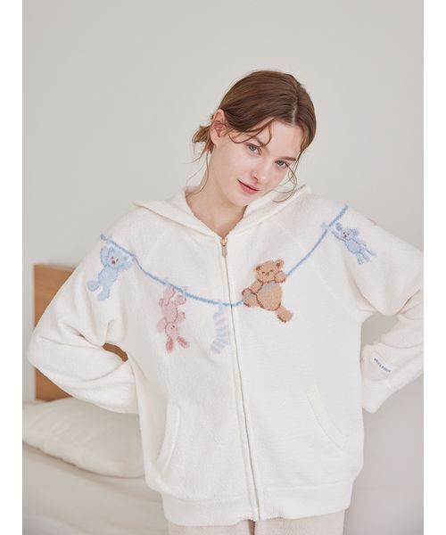 エアリーモコウォッシングアニマルジャガードパーカ（ルームウェア